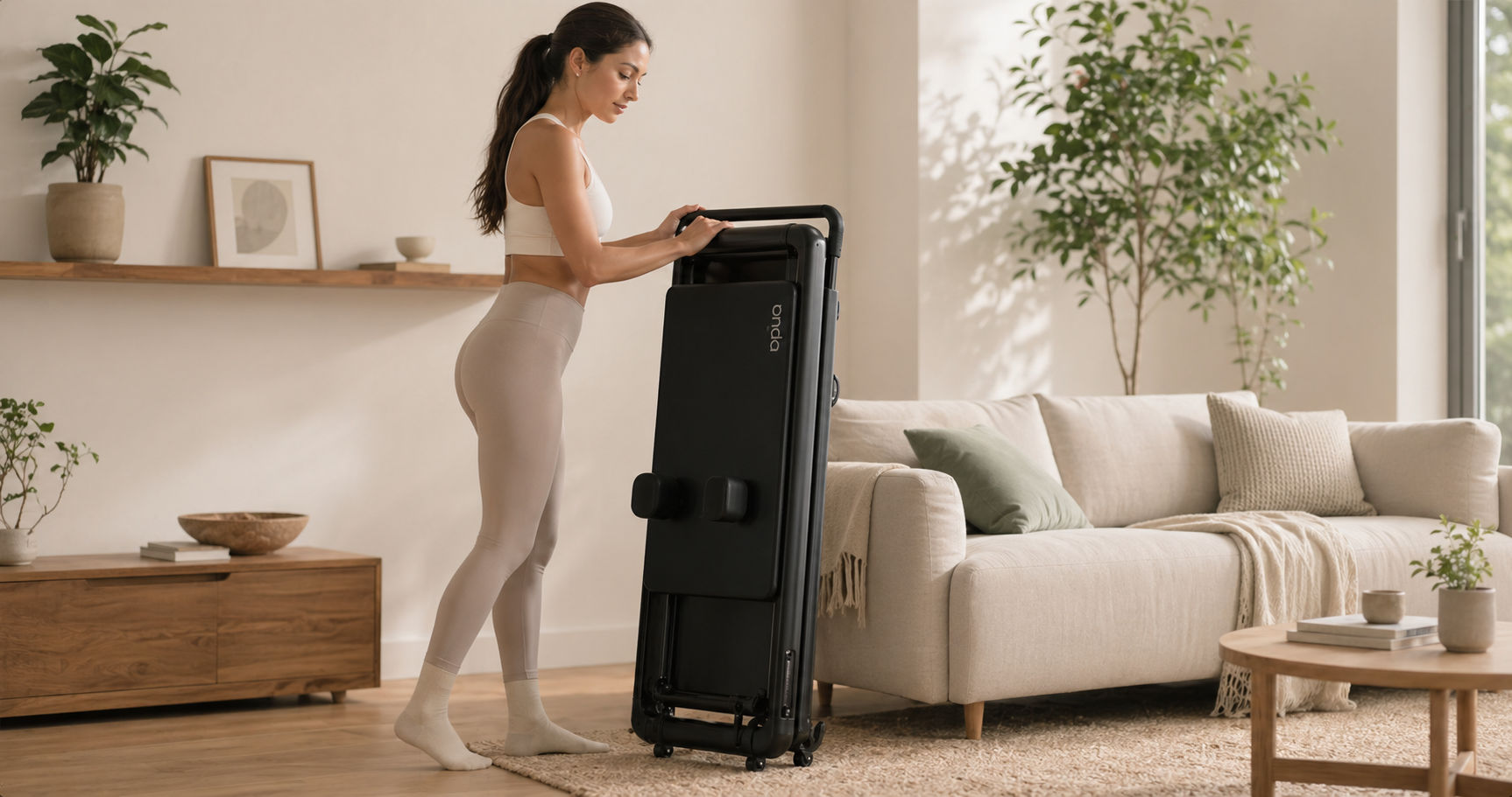 Onda reformer being folded away in a warm home